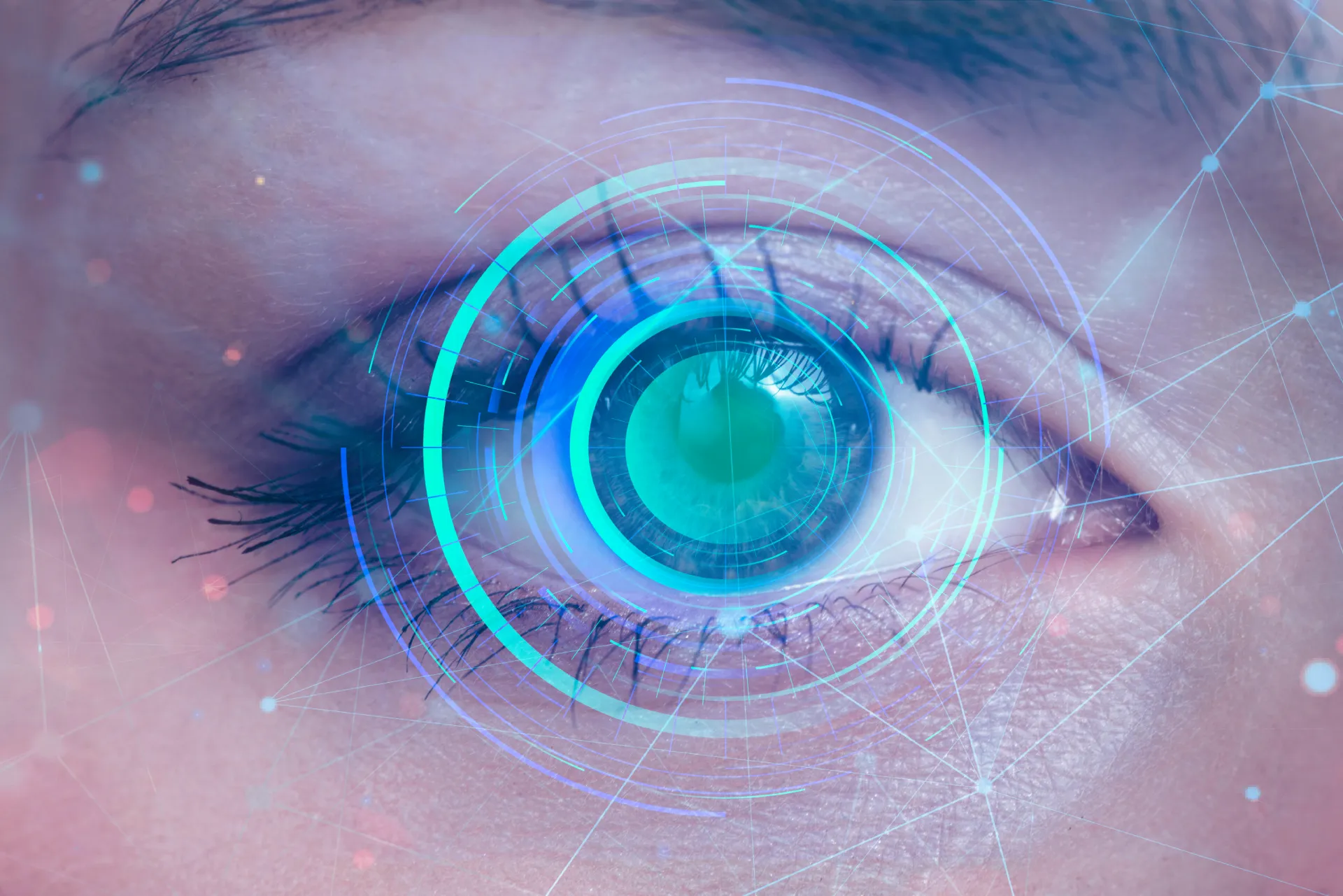 Primer plano de un ojo con escaneo digital